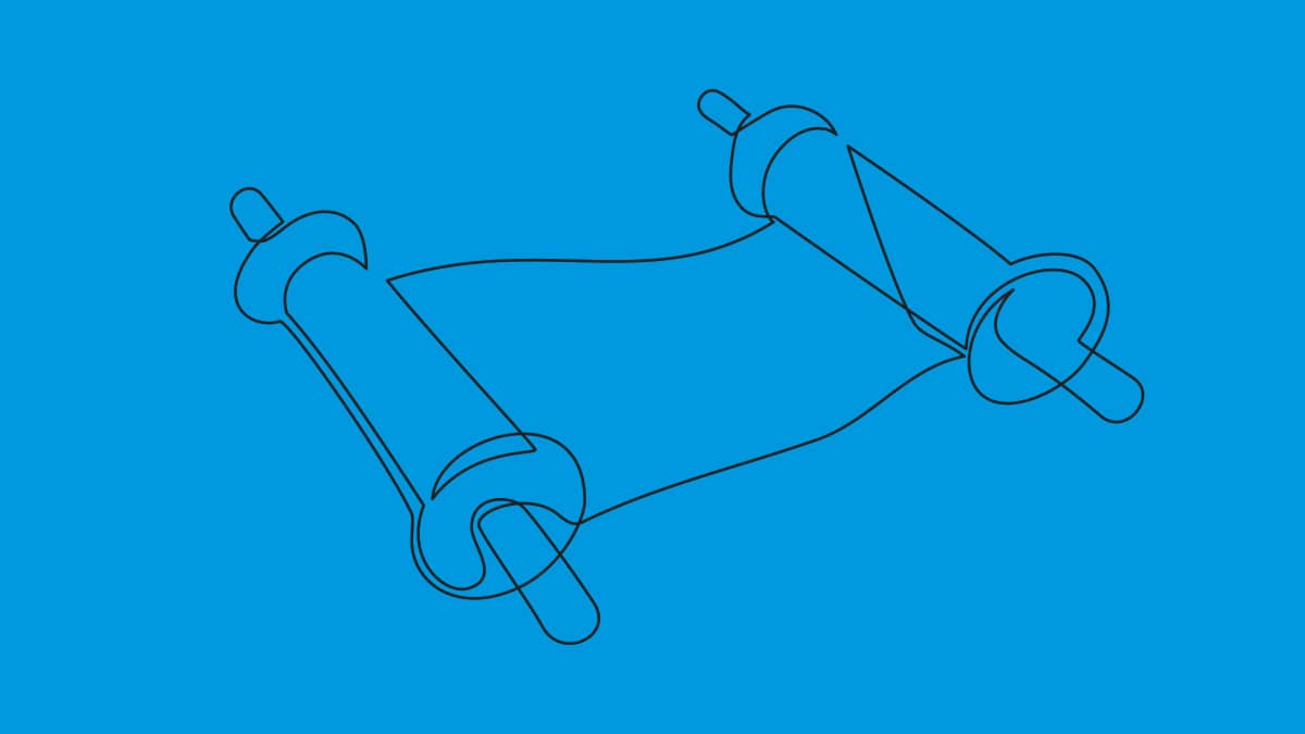Single line illustration of a Torah scroll